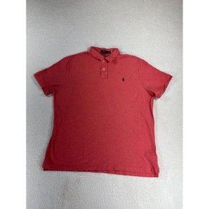 Polo by Ralph Lauren Men Sz 2XL Reddish Orange Custom Fit 1/4 Button Down Shirt‎